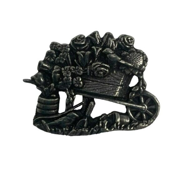 Vintage Birds & Blooms Pewter Silver tone Brooch Pins Set 2000-2001 Watering Can - Picture 5 of 7